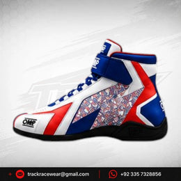 Exprit White Blue Red High-Top Karting Shoes