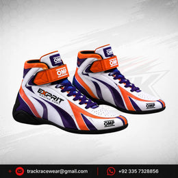 Exprit White Purple Orange High-Top Karting Shoes