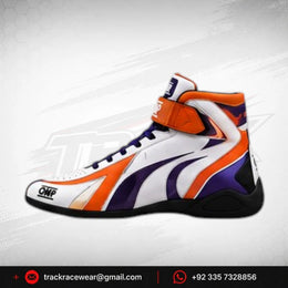 Exprit White Purple Orange High-Top Karting Shoes