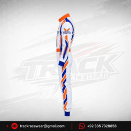 Exprit White & Orange Blue Stripe Kart Racing Suit
