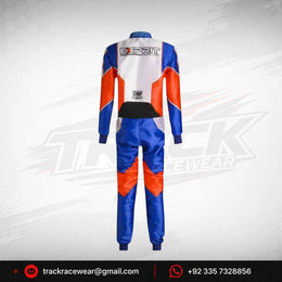 Exprit White Blue & Orange Kart Racing Suit