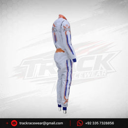 Exprit White Kart Suit with Blue & Orange Accents