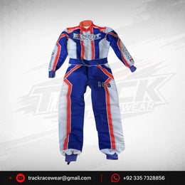 Exprit Blue Racing Kart Suit with Red & White Stripes