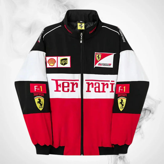 Ferrari F1 Vintage Racing Jacket - Black White Red