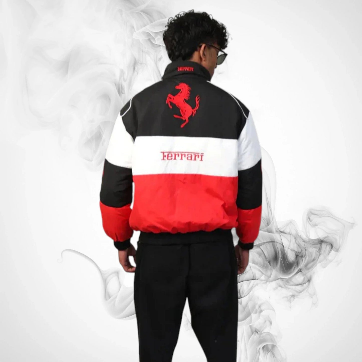 Ferrari F1 Vintage Racing Jacket - Black White Red