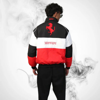 Ferrari F1 Vintage Racing Jacket - Black White Red