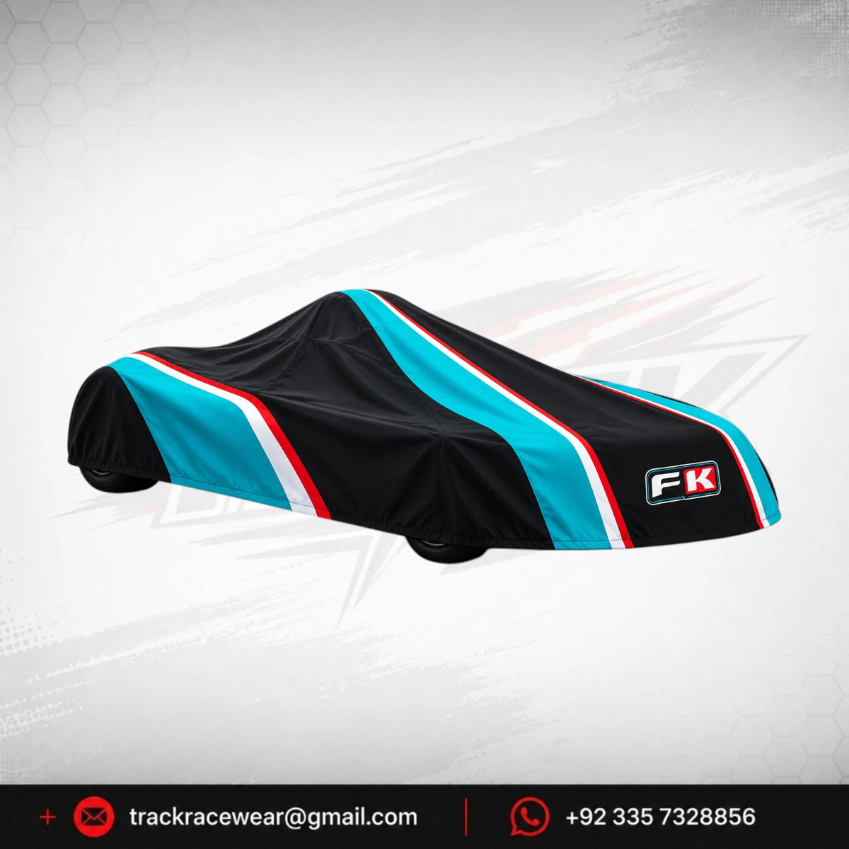 Formula K Black & Turquoise Go Kart Cover – Custom Racing Protection