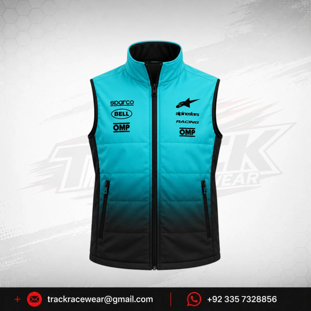 Formula K Turquoise & Black Racing Puffer Vest