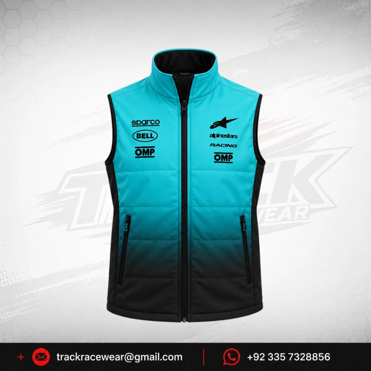 Formula K Turquoise & Black Racing Puffer Vest