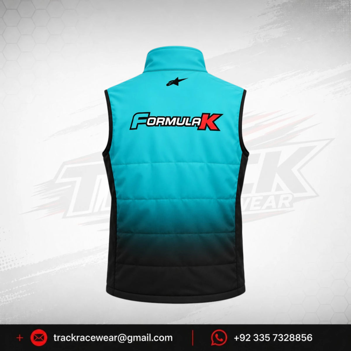Formula K Turquoise & Black Racing Puffer Vest