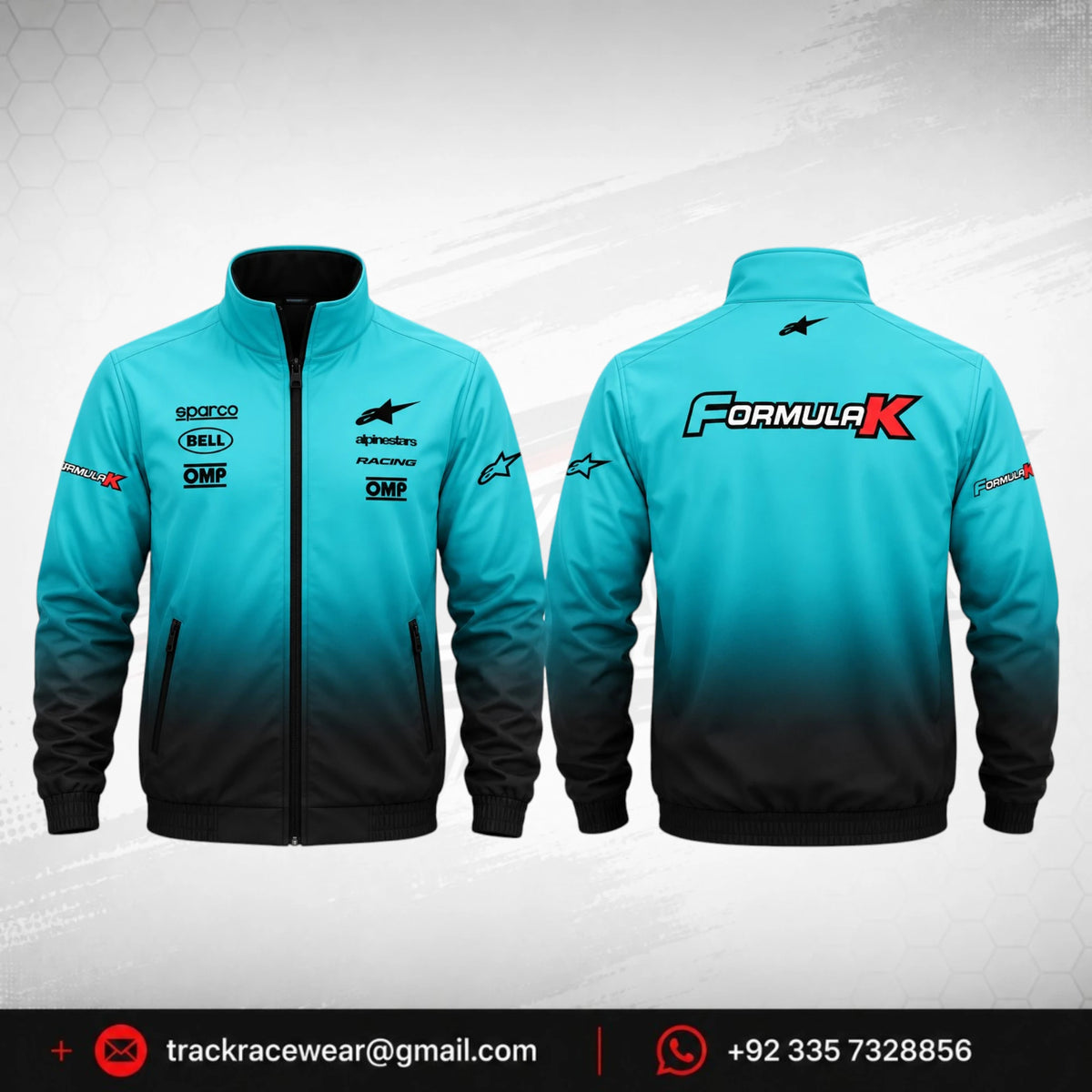 Formula K Turquoise & Black Racing Team Jacket