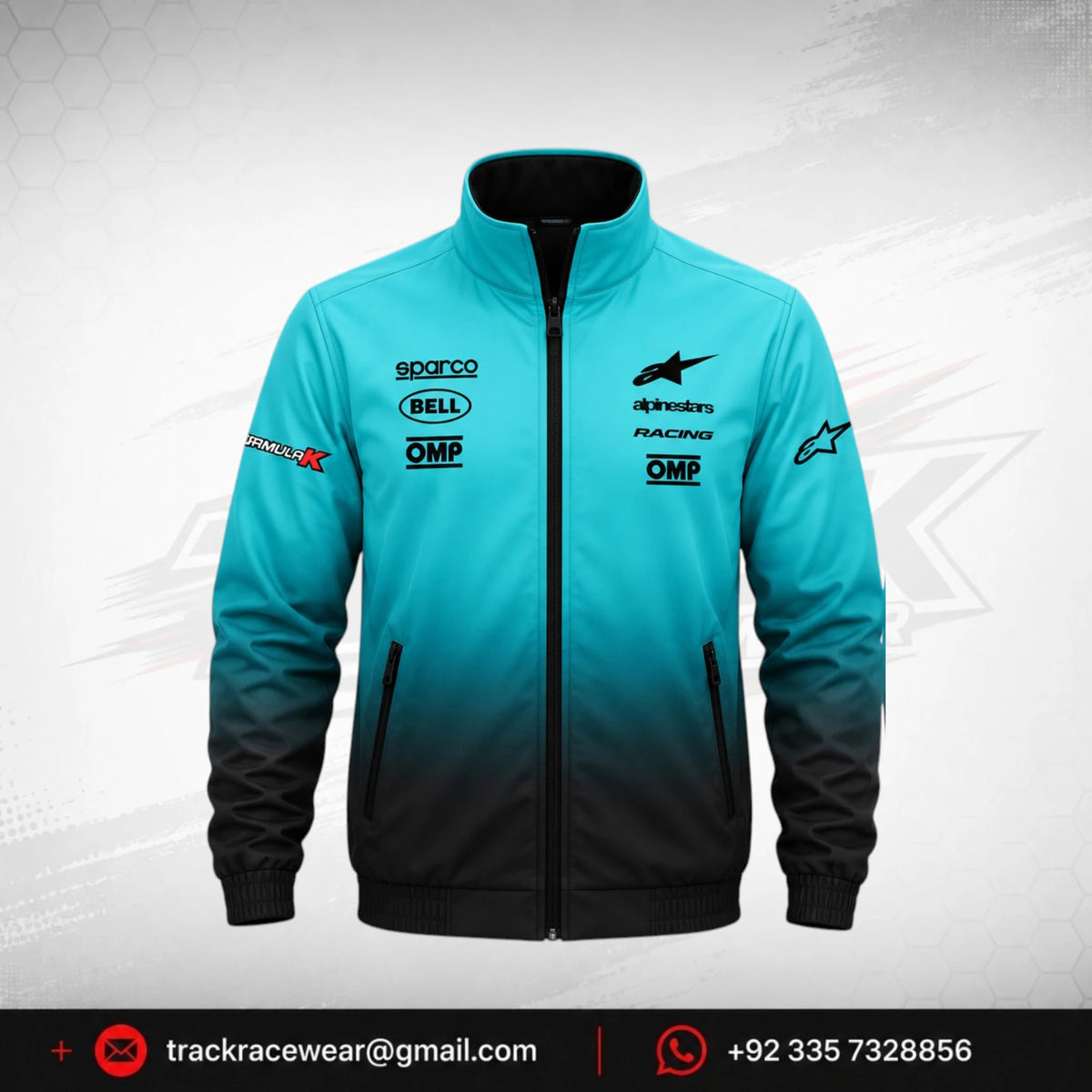 Formula K Turquoise & Black Racing Team Jacket