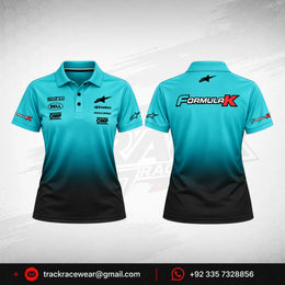 Formula K Turquoise & Black Racing Team Polo