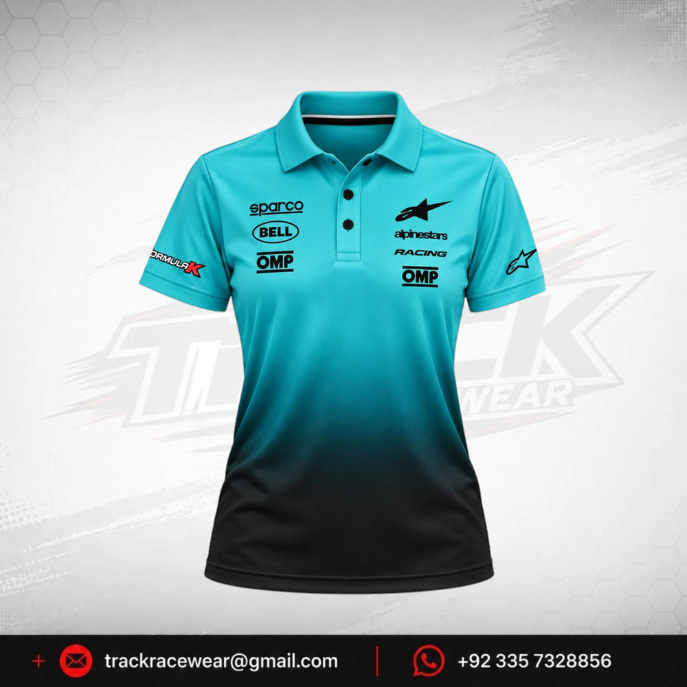 Formula K Turquoise & Black Racing Team Polo