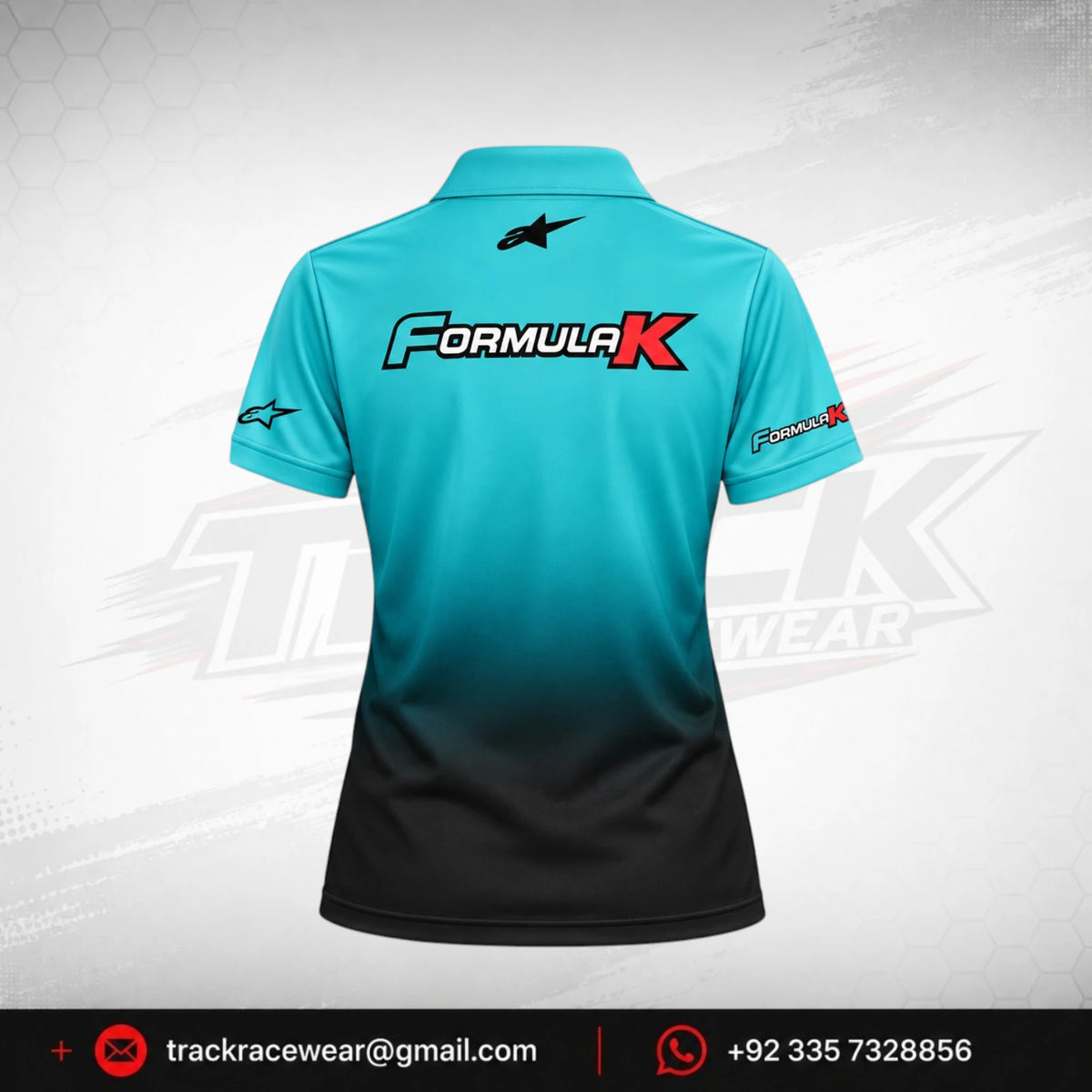 Formula K Turquoise & Black Racing Team Polo