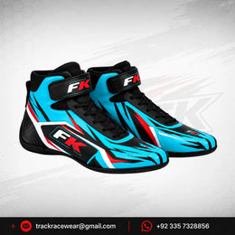 FK Turquoise Blue Black Racing Shoes – Motorsport Driver Shoes