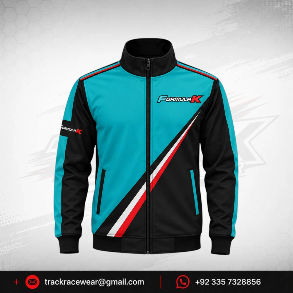 Formula K Turquoise & Black Motorsport Jacket – Racing Team Zip-Up