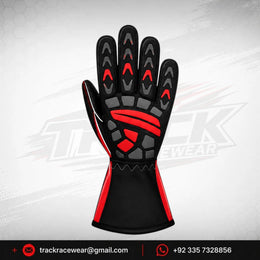 FK Black and Red Motorsport Karting Gloves – Racing Performance Gear