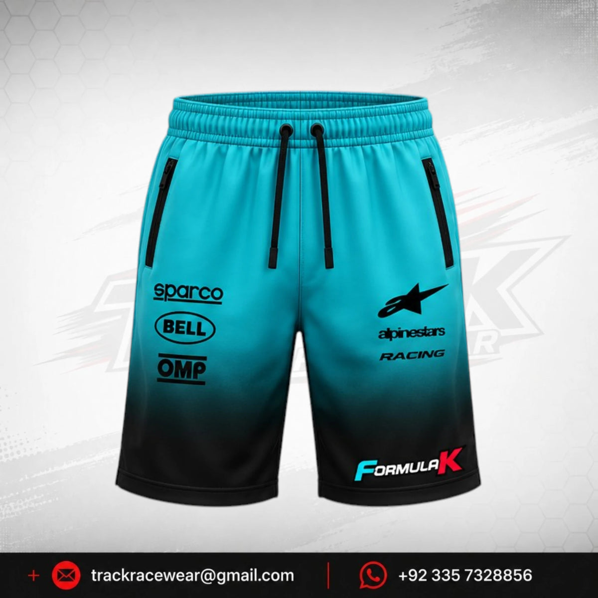 Formula K Turquoise & Black Motorsport Team Shorts