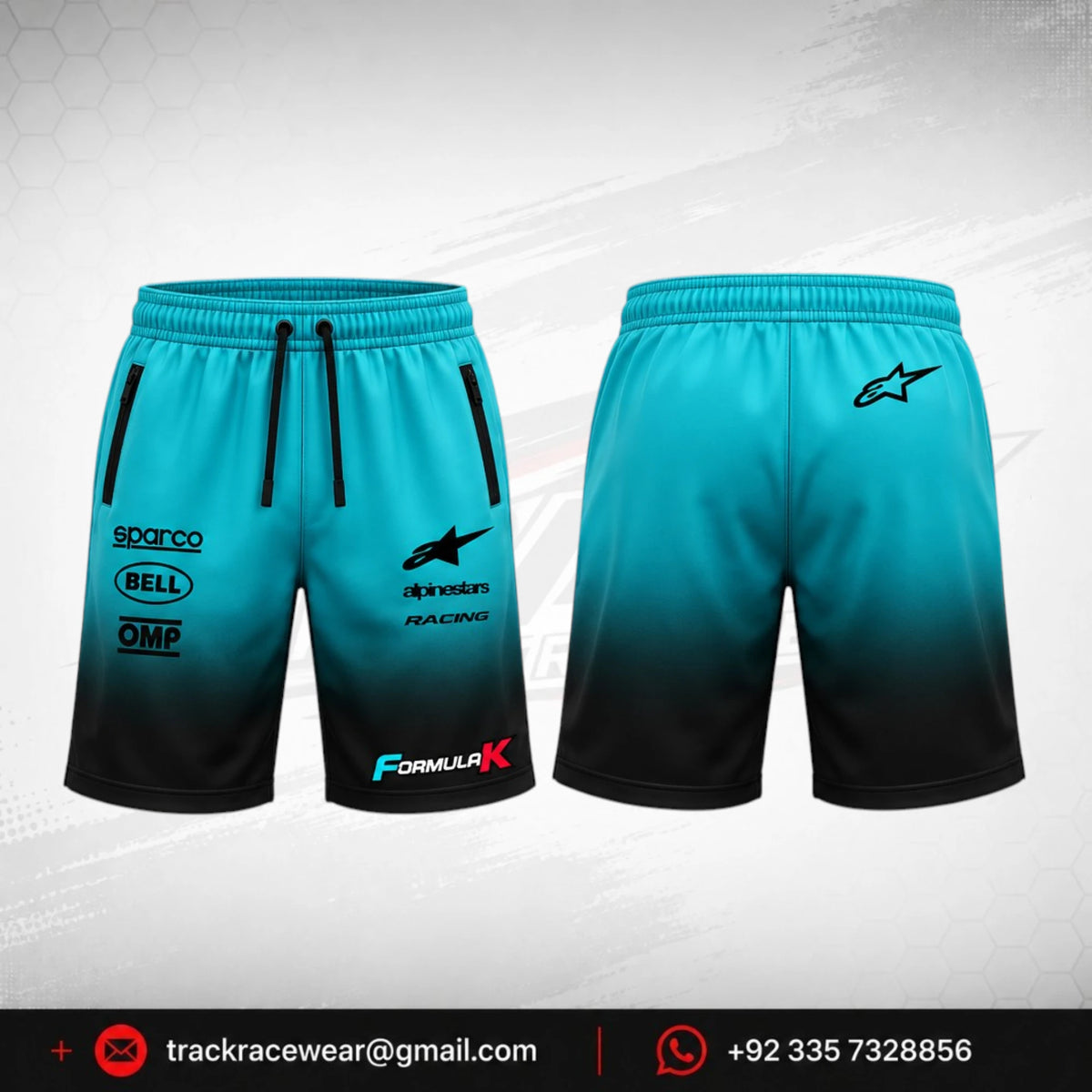 Formula K Turquoise & Black Motorsport Team Shorts