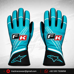 FK Motorsport Karting Gloves – Turquoise Racing Performance Edition
