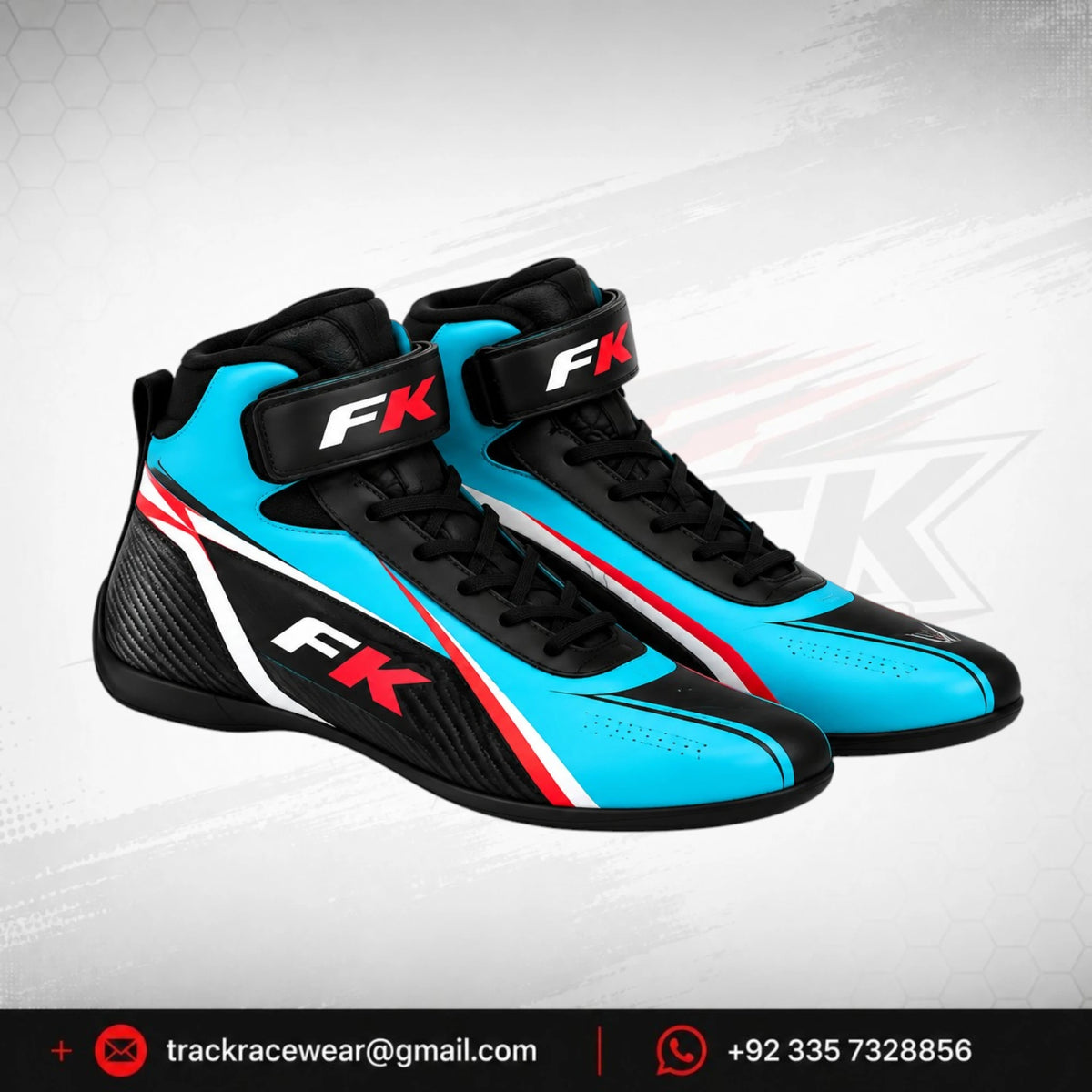FK Turquoise Black Kart Racing Shoes for Drivers