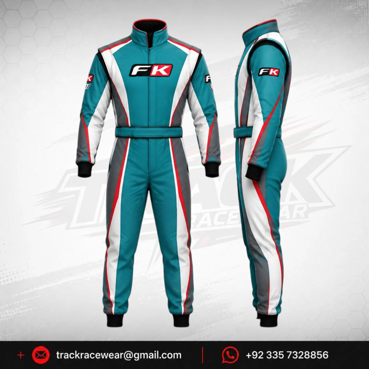 Custom Turquoise Kart Racing Suit – FK Racewear Performance Motorsport Suit