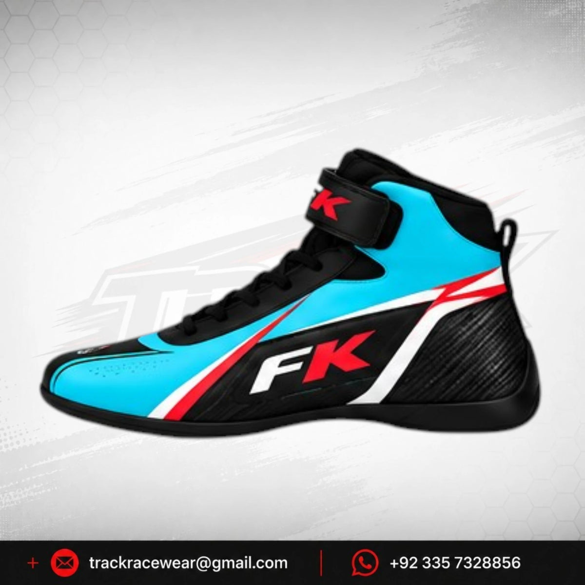 FK Turquoise Black Kart Racing Shoes for Drivers