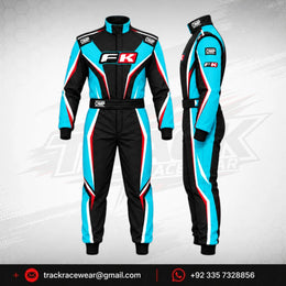 FK Cyan & Black Kart Racing Suit – OMP Style Custom Motorsport Racewear