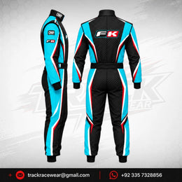 FK Cyan & Black Kart Racing Suit – OMP Style Custom Motorsport Racewear