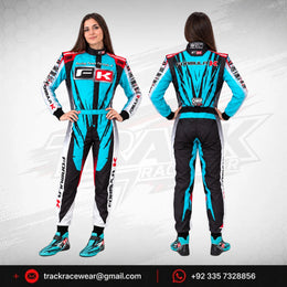 Formula K Cyan Racing Suit – Custom OMP Style Karting Motorsport Racewear