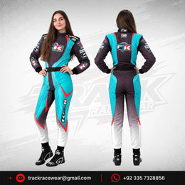Cyan & Charcoal Kart Racing Suit – FK Custom Motorsport Racewear