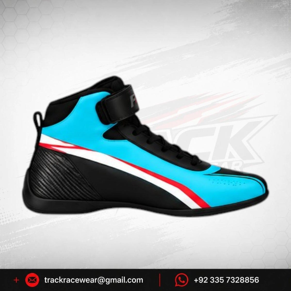 FK Turquoise Black Kart Racing Shoes for Drivers