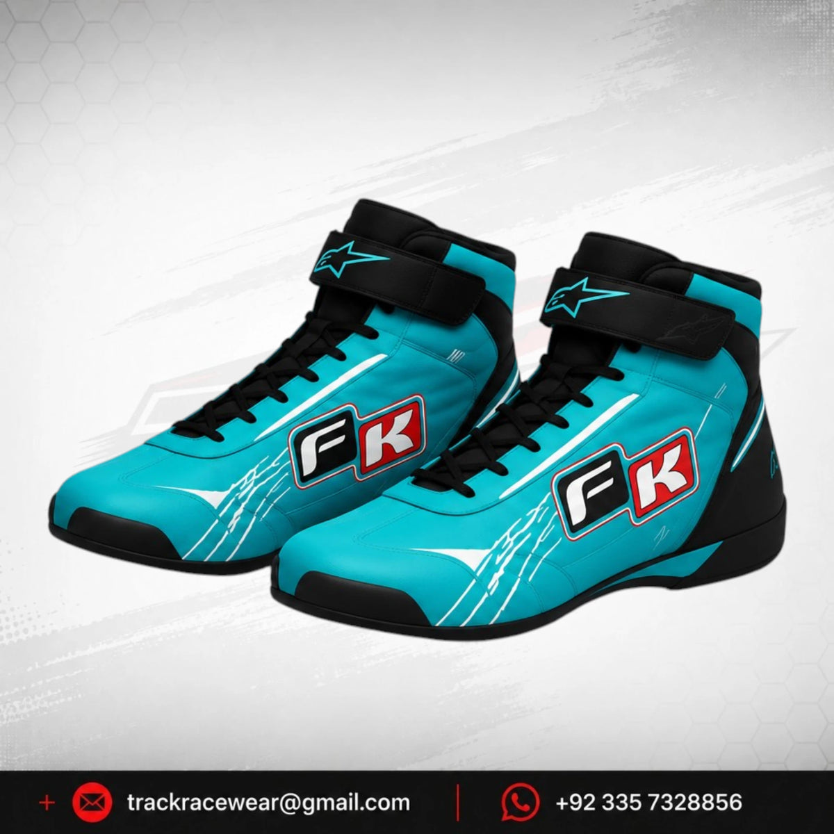 FK Turquoise High-Top Kart Racing Shoes for Drivers