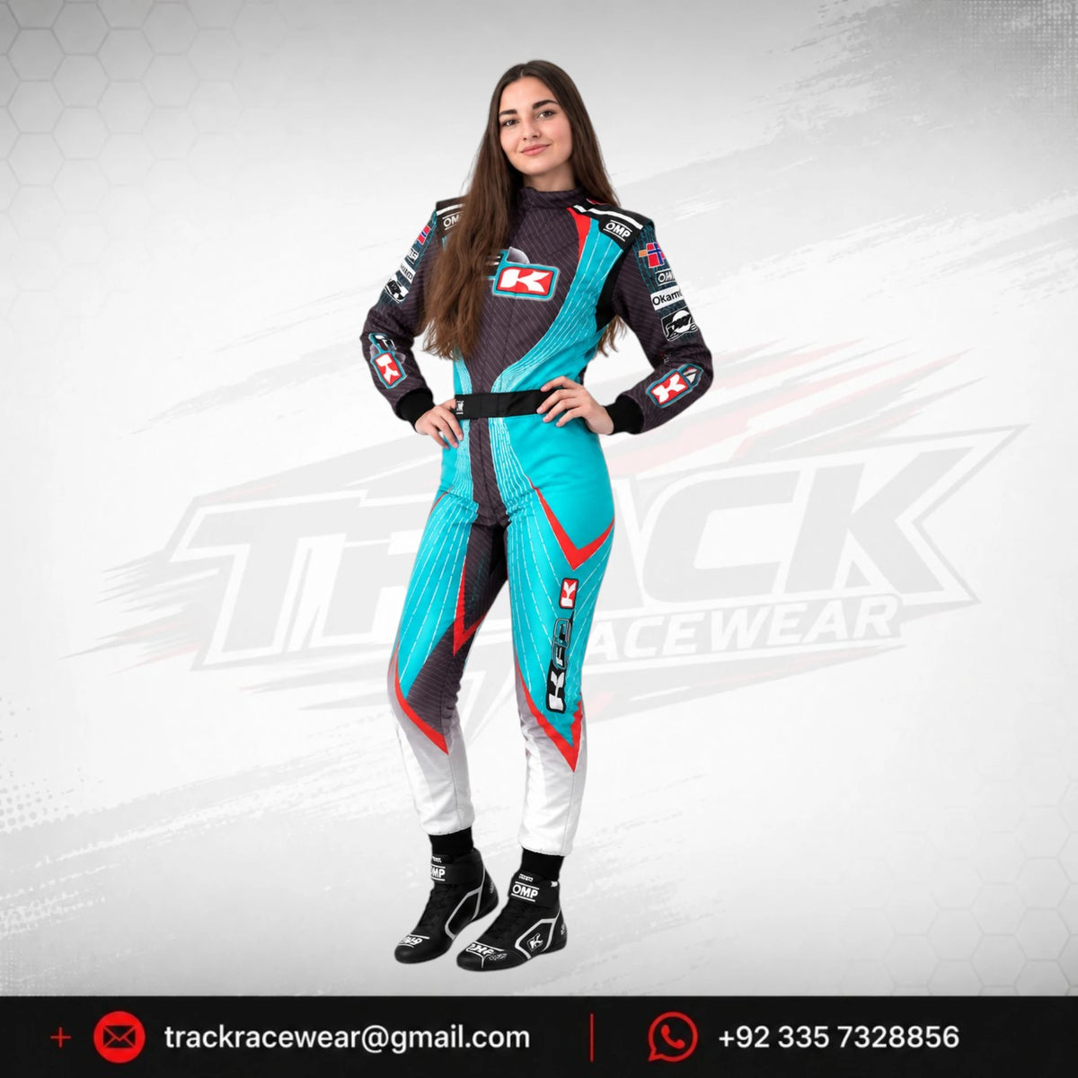 Cyan & Charcoal Kart Racing Suit – FK Custom Motorsport Racewear