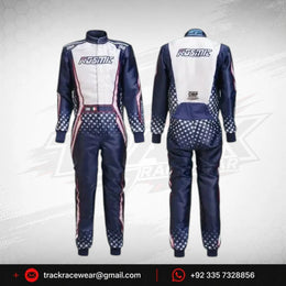 Kosmic Kart Racing Suit – Navy & White Star Pattern OMP Motorsport Driver Suit