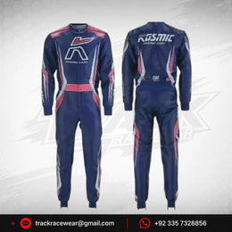 Kosmic Racing Kart Suit – Navy Blue & Pink OMP-Inspired Driver Racewear