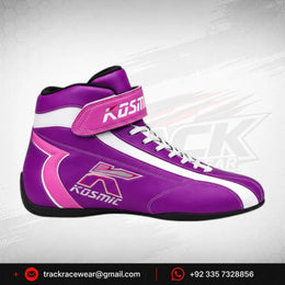 Kosmic Kart Racing Shoes – Purple & White High-Top Racing Footwear