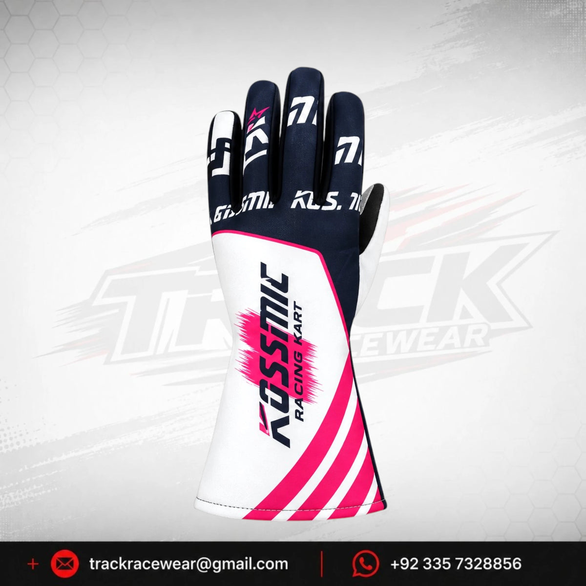Kosmic Racing Kart Gloves – Navy White & Pink OMP Motorsport Driver Gloves