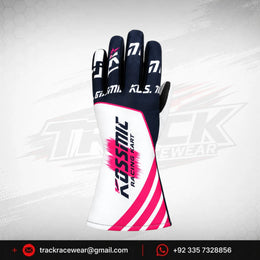 Kosmic Racing Kart Gloves – Navy White & Pink OMP Motorsport Driver Gloves