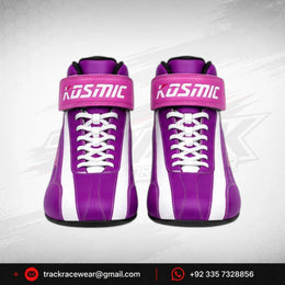 Kosmic Kart Racing Shoes – Purple & White High-Top Racing Footwear