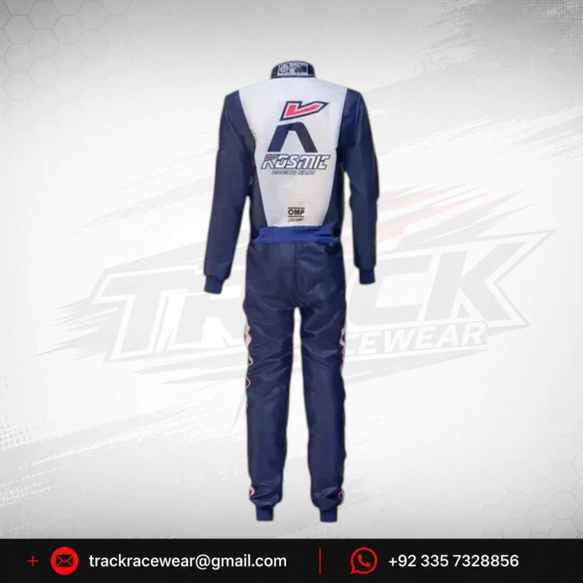 Kosmic Kart Racing Suit – Navy & White OMP Driver Suit