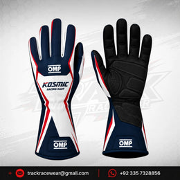 Kosmic Racing Kart Gloves – Navy White & Red OMP Motorsport Driving Gloves