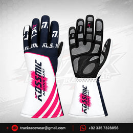 Kosmic Racing Kart Gloves – Navy White & Pink OMP Motorsport Driver Gloves