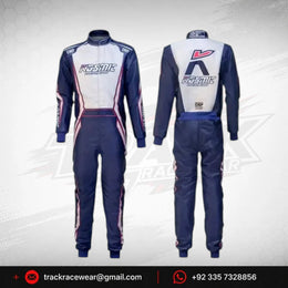 Kosmic Kart Racing Suit – Navy & White OMP Driver Suit