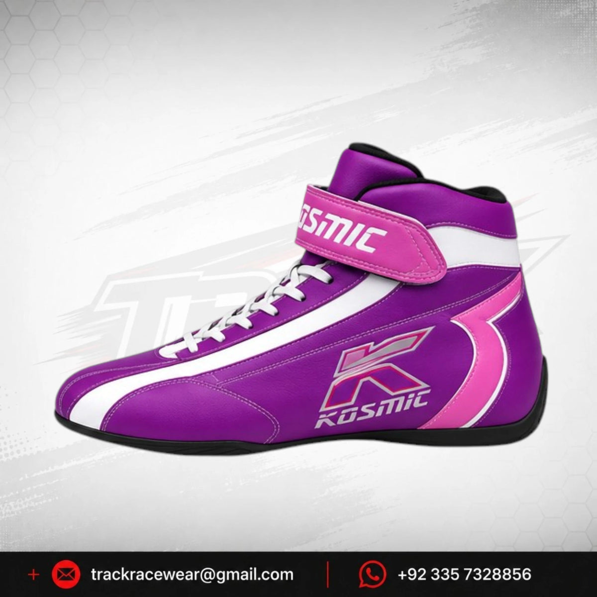 Kosmic Kart Racing Shoes – Purple & White High-Top Racing Footwear