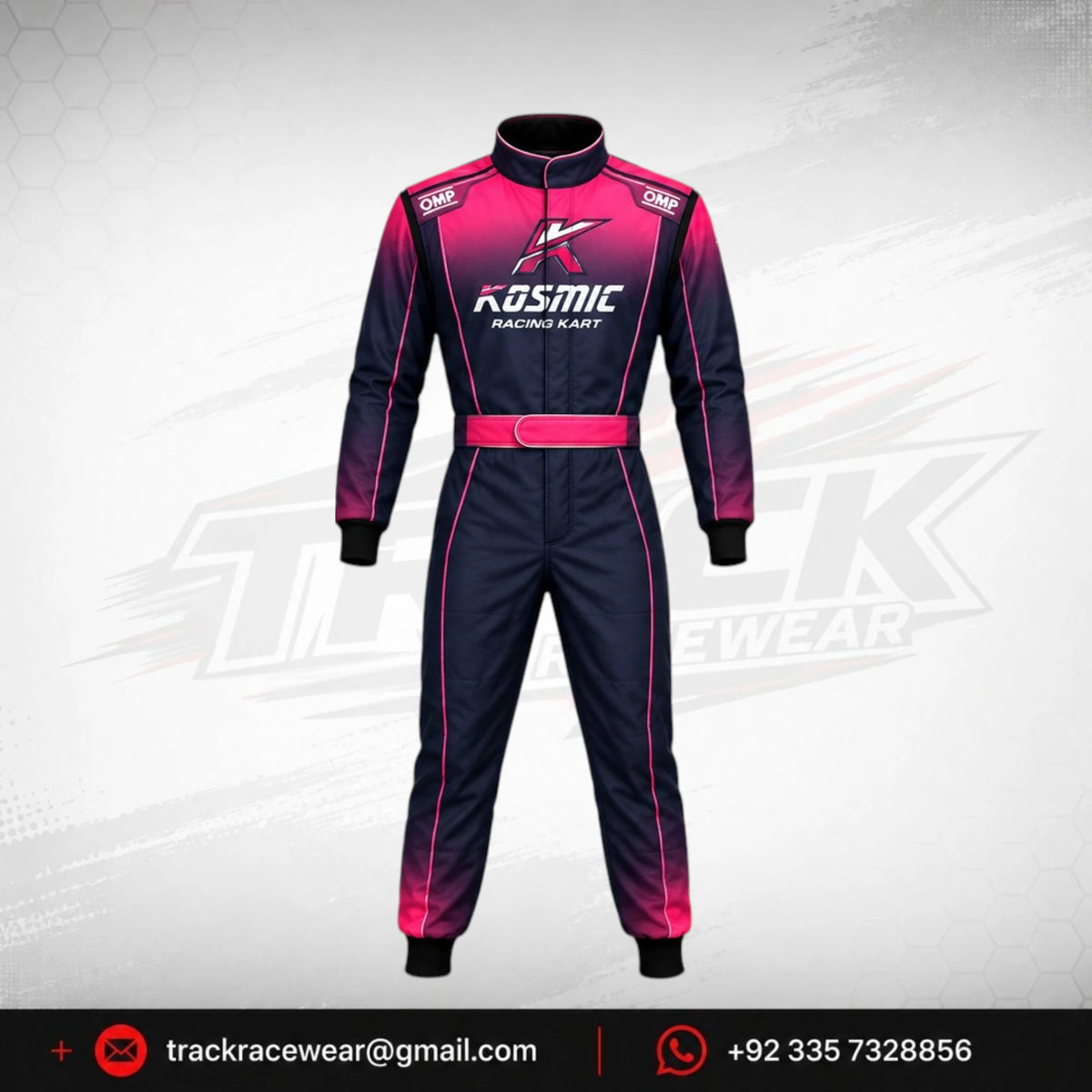 Kosmic Pink & Navy Kart Racing Suit – OMP Driver Suit