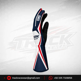 Kosmic Racing Kart Gloves – Navy White & Red OMP Motorsport Driving Gloves