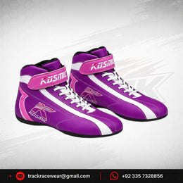 Kosmic Kart Racing Shoes – Purple & White High-Top Racing Footwear