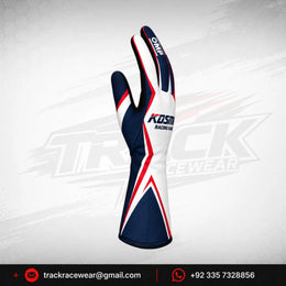 Kosmic Kart Racing Gloves – White Navy & Red OMP Grip Gloves